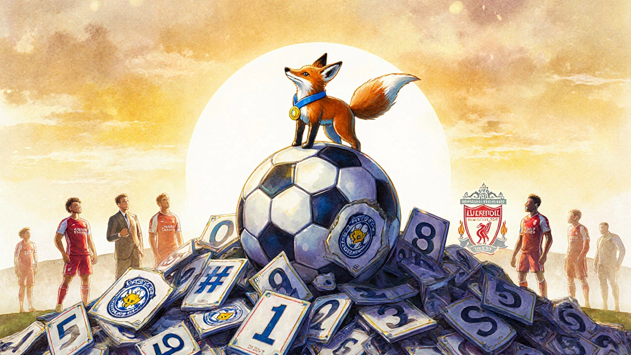 Лисёнок в медали на горе из ставок 5000 к 1, другие клубы в тени.