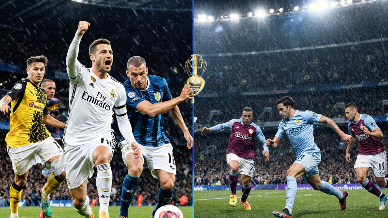 Матч в группе C: Реал Мадрид побеждает Боруссию, Лацио и Астон Вилла играют на фоне.