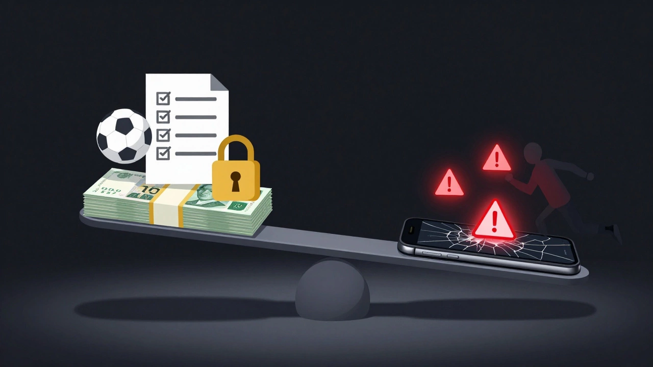 Весы с деньгами и анализом с одной стороны и мошенническими сайтами с другой.