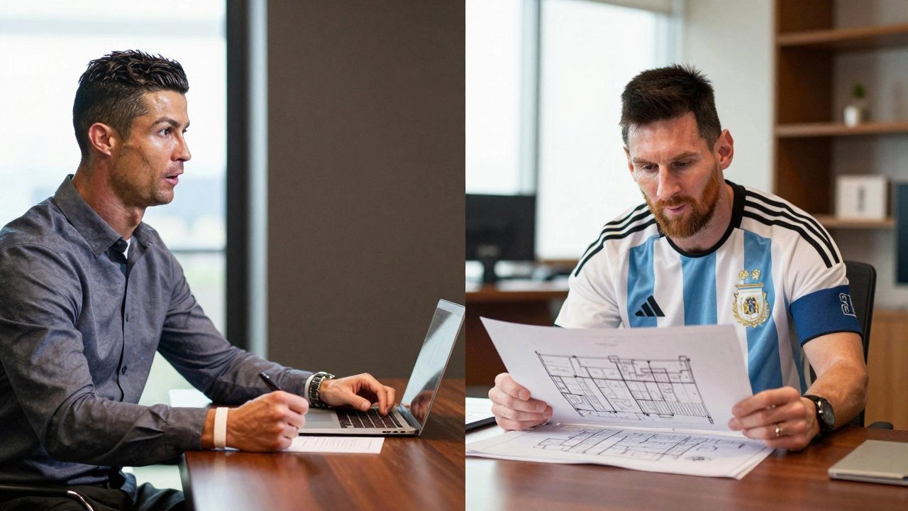 Два футболиста: один обсуждает отельный проект, другой изучает недвижимость